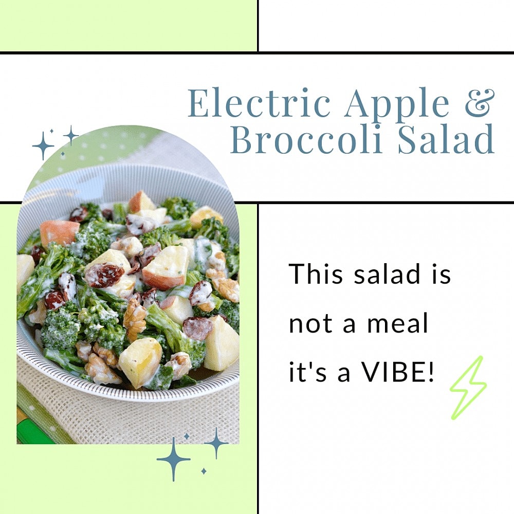 Apple and broccoli salad with vibrant toppings