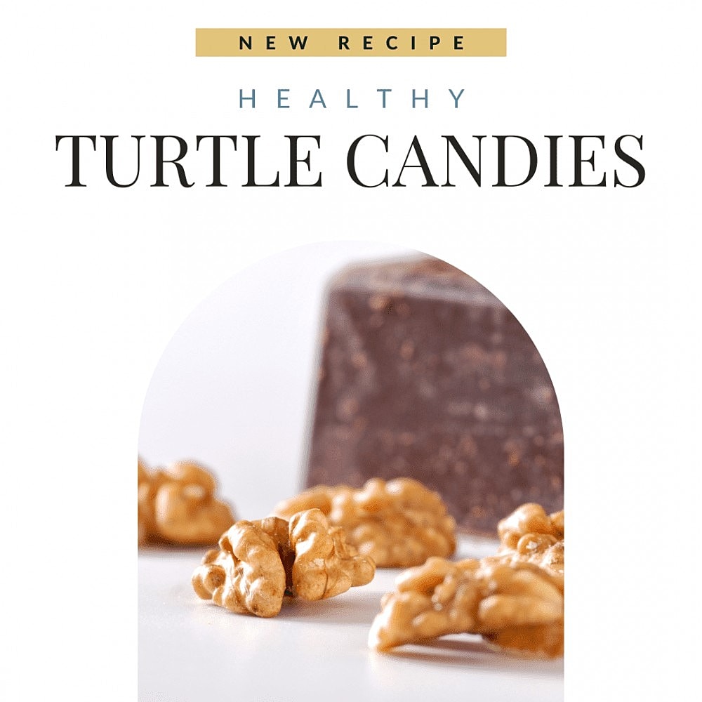 Healthy turtle candies with walnuts and chocolate.