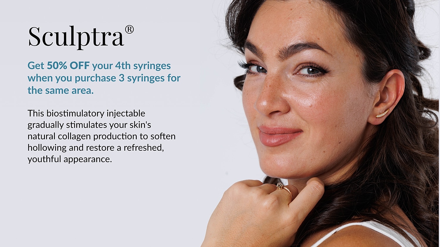 Sculptra promotion for youthful skin rejuvenation.