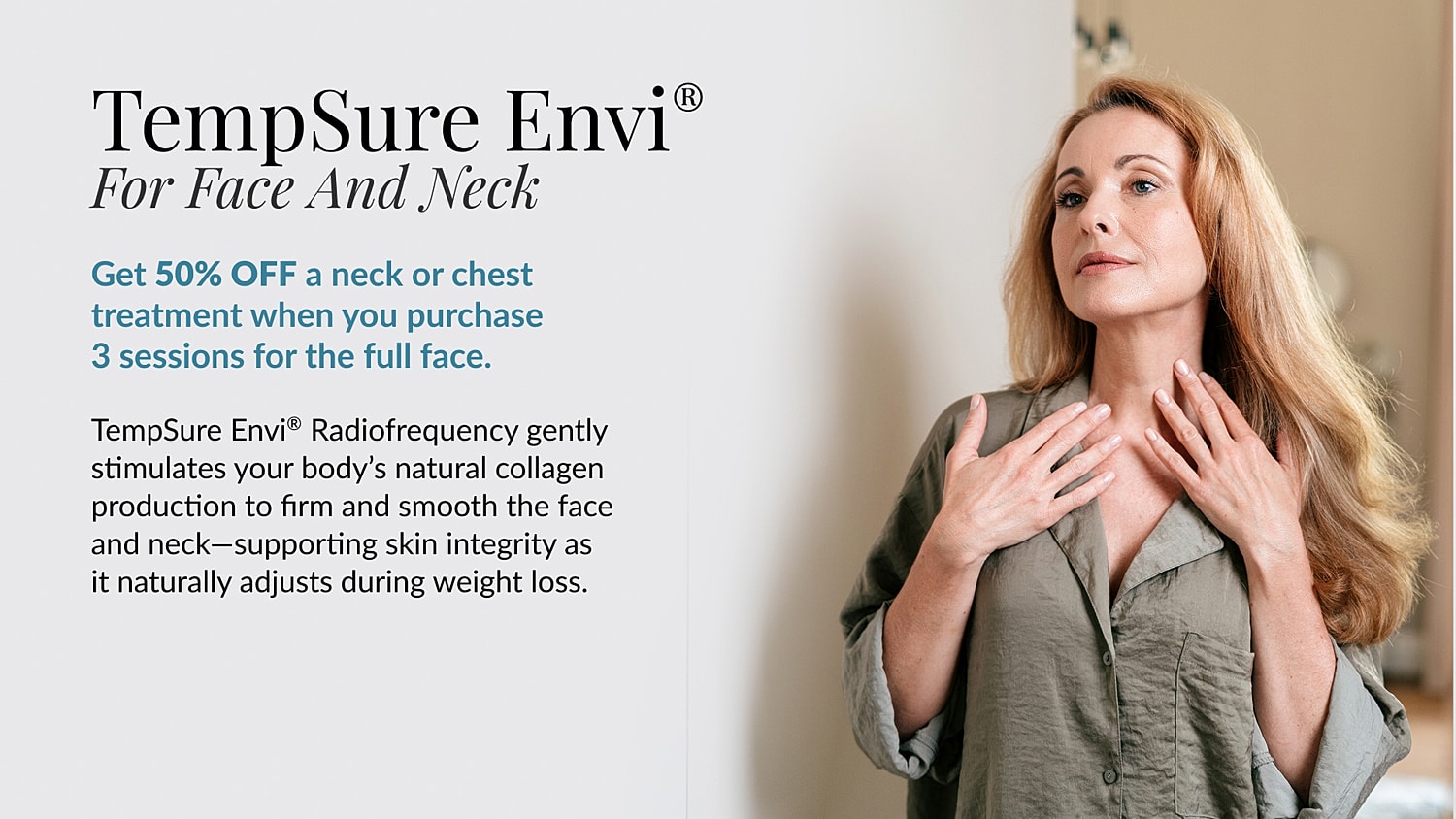 TempSure Envi skin treatment promotion for face and neck.